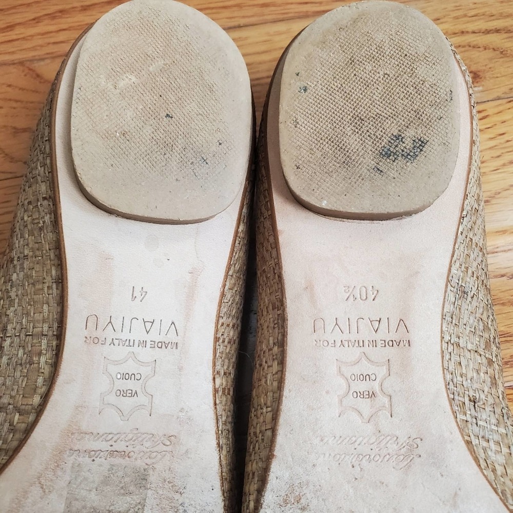VIAJIYU Unique Custom Made Raffia Ballet Flats Shoes Made in Italy - Picture 8 of 8